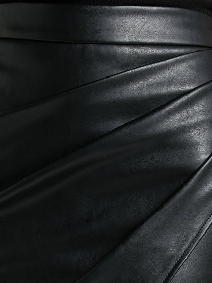 Faux Leather Wrap Skirt