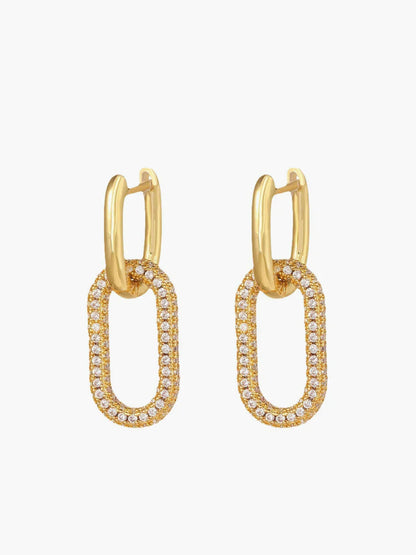 Zircon Hoop Pendant Earrings