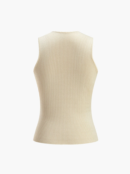 Women's Sleeveless Bodycon Ribbed Knit Tank Top – Slim Fit Summer Top