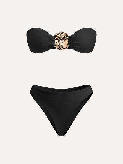 Gold Detail Bikini With Cover-Up