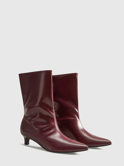 Pointed Toe Kitten Ankle Boots