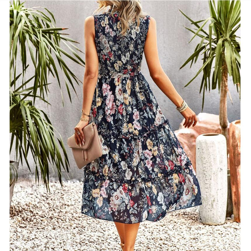 Sleeveless Floral Print Maxi Dress in Multiple Colors