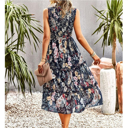 Sleeveless Floral Print Maxi Dress in Multiple Colors