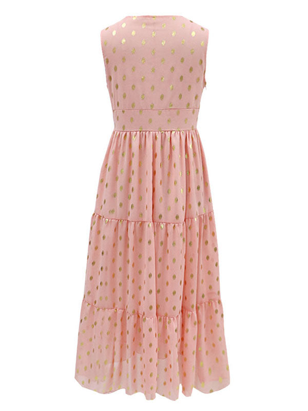 Maxi Dresses Apricot Sleeveless V-Neck Floor Length Summer Dress Boho Dress
