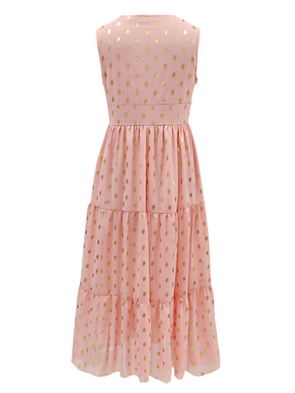 Maxi Dresses Apricot Sleeveless V-Neck Floor Length Summer Dress Boho Dress