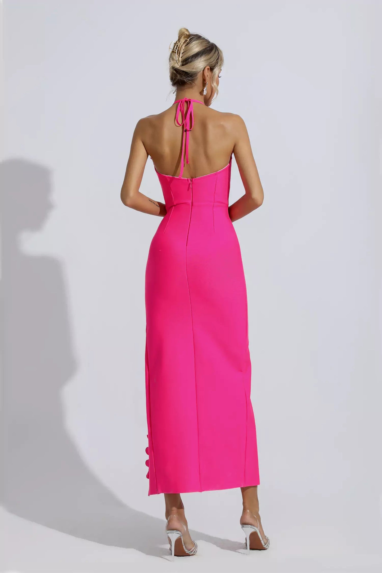 Francesca Rose Red Floral Ruched Maxi Dress