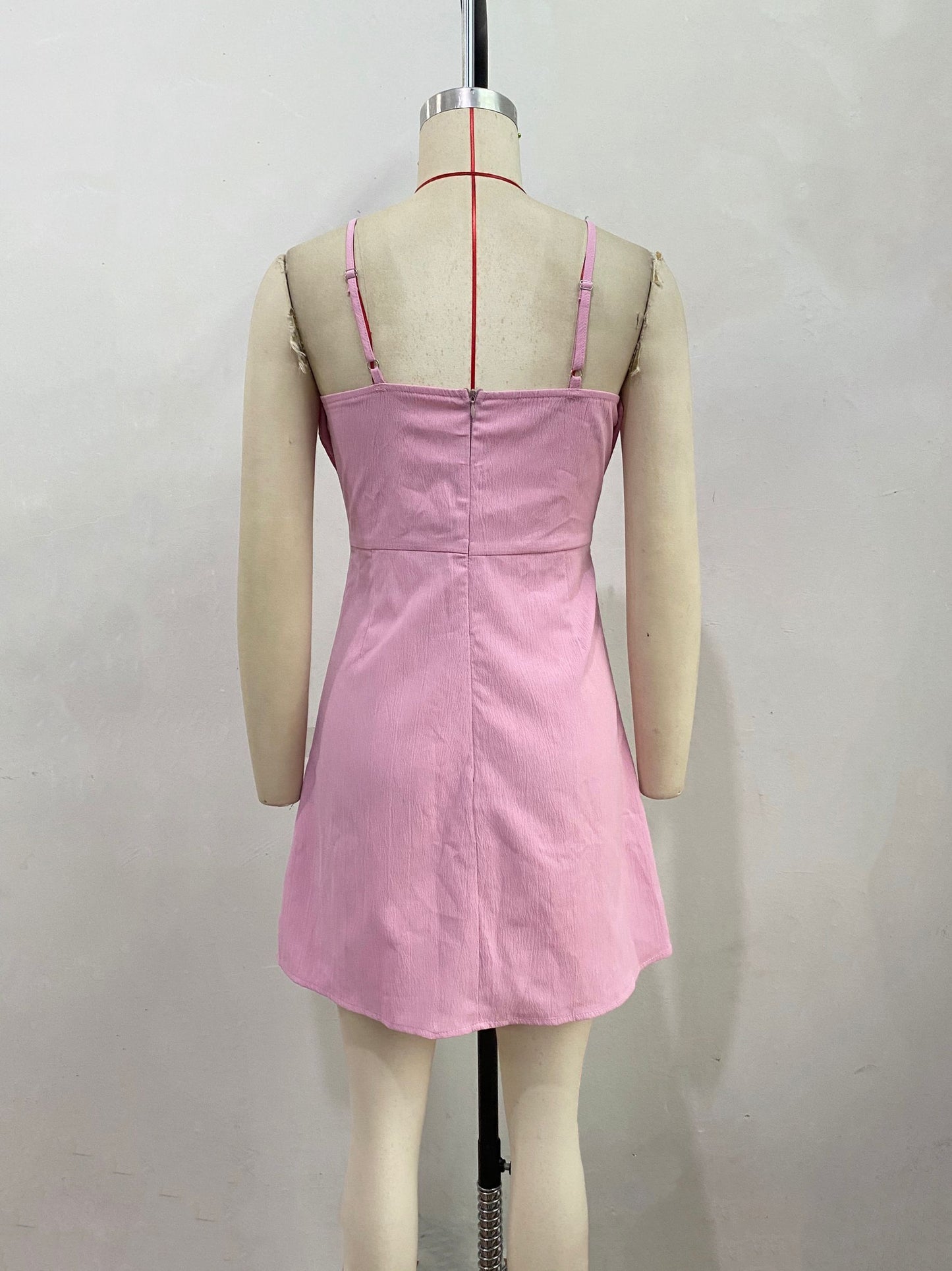 Mini Dresses Pink Sleeveless Bows Short Dress