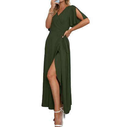 Elegant Bohemian V-Neck Slit Maxi Dress for All Occasions