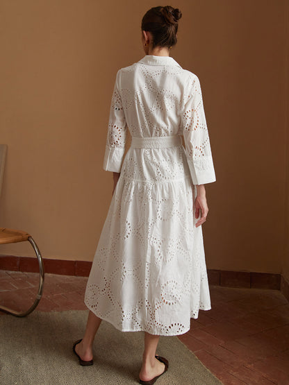 Pure Cotton Belted Midi Dress