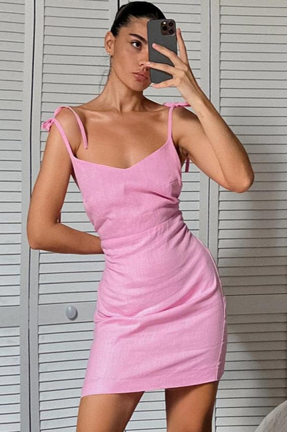 Pink Short Nightdress With Suspenders
