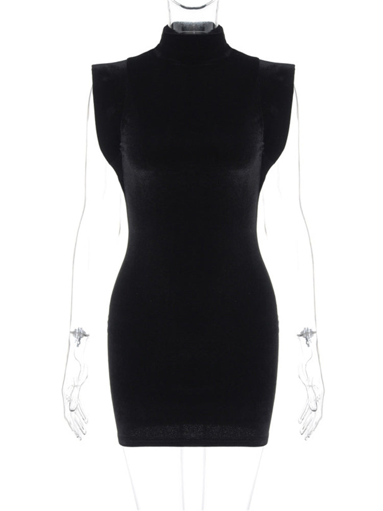 Tossy Satin Sleeveless Black Mini Dress Slim Female Casual Solid High Waist Solid Patchwork Elegant Black Dress Women Clothes