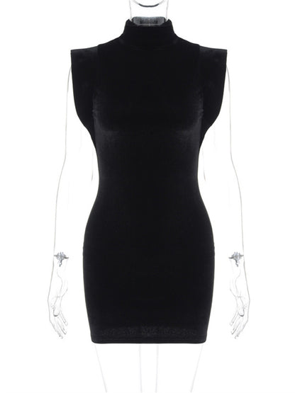 Tossy Satin Sleeveless Black Mini Dress Slim Female Casual Solid High Waist Solid Patchwork Elegant Black Dress Women Clothes