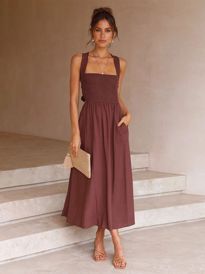 Birthday Maxi Dress Sleeveless Casual Layered Long Dress