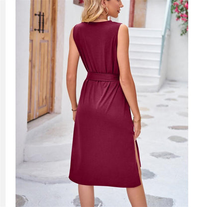 Solid Color Sleeveless Midi Dress in Multiple Colors