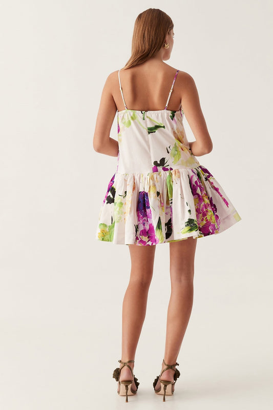 Square Collar Frill Sleeveless Mini Dress