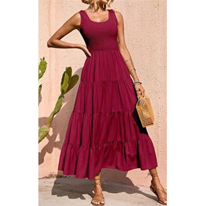 Solid Color Sleeveless Sling Swing Maxi Dress for Women