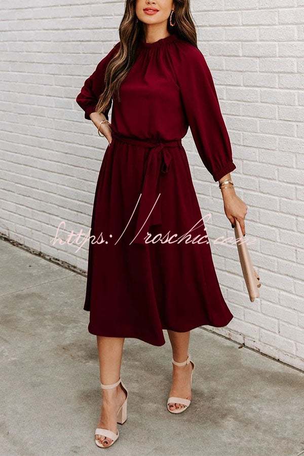 Solid Color Round Neck Big Hem Dress