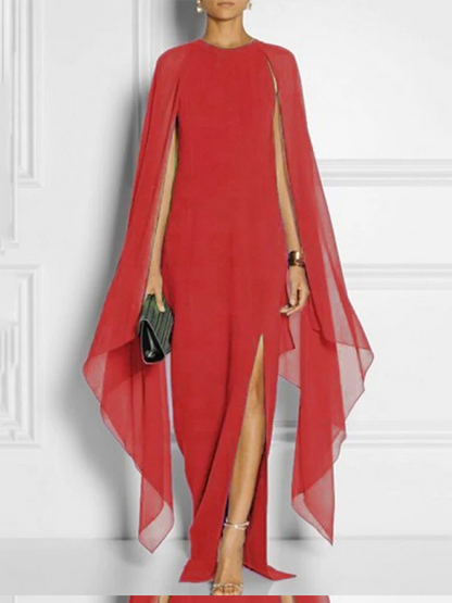 Loose Solid Color Round-Neck Maxi Dresses