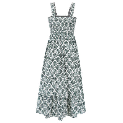 Rylee Strappy Printed Maxi Dress - Basil