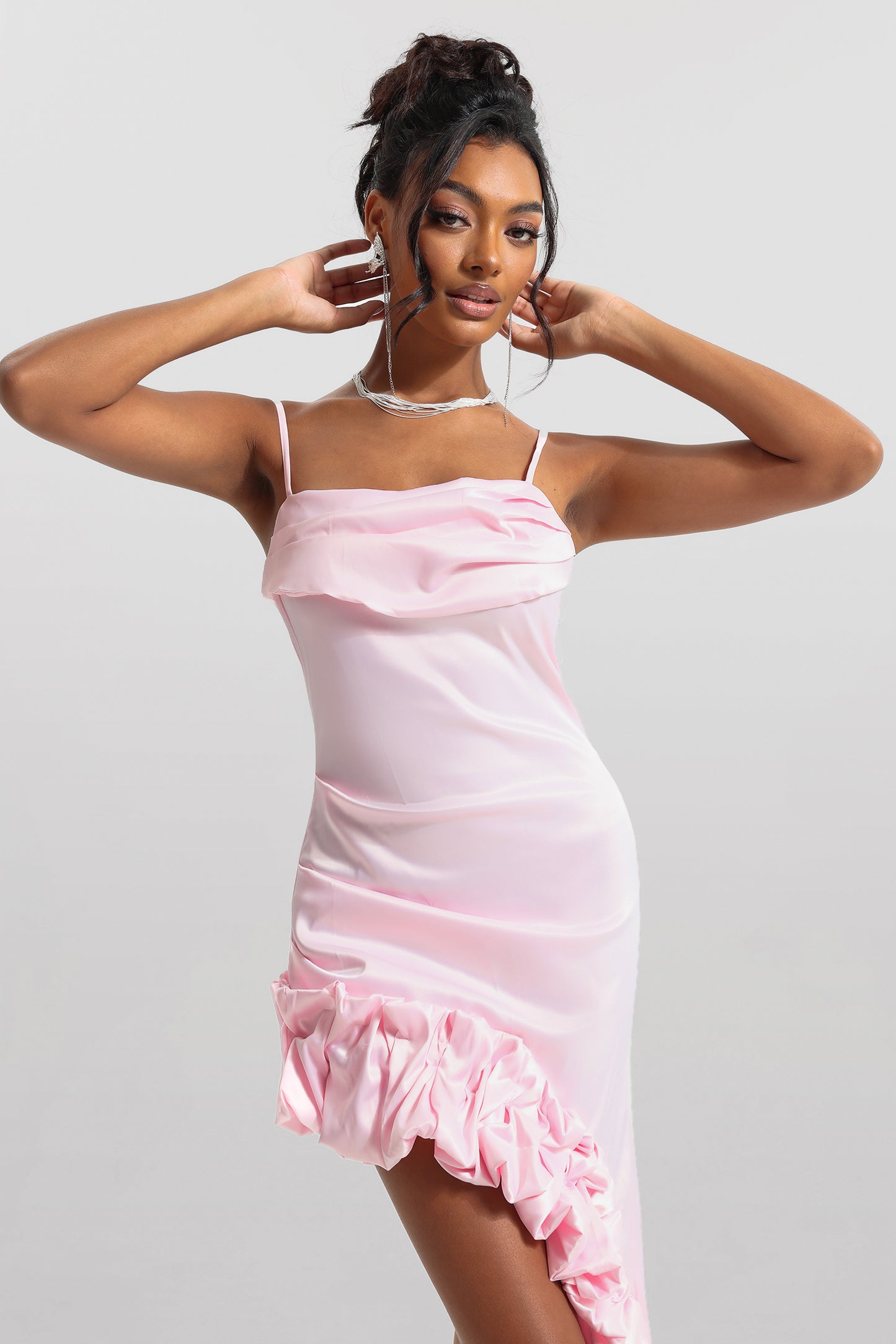 Solid Sleeveless Agaric Laces Midi Dress