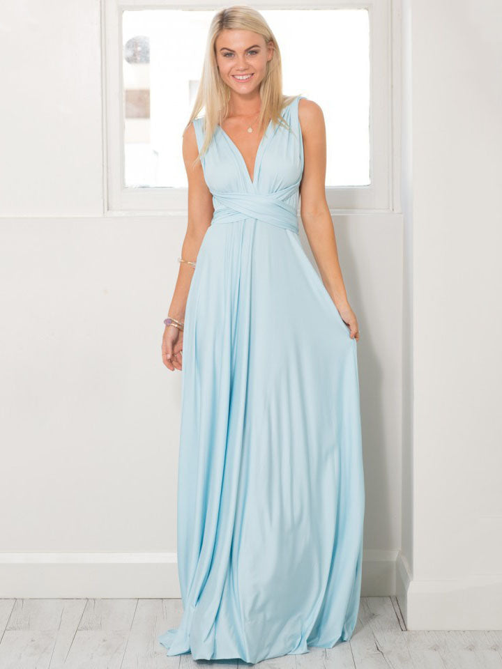 Birthday Sexy Maxi Dress Sleeveless Plunging Neck Backless Solid Color Evening Dress