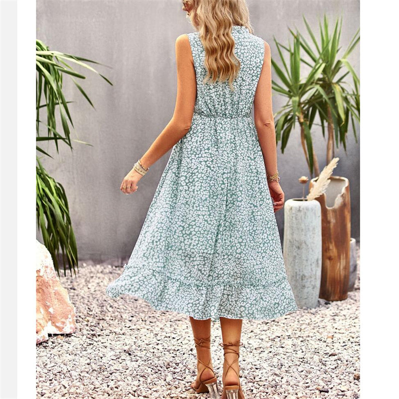 Floral Print V-Neck Sleeveless Maxi Dress in Various Colors