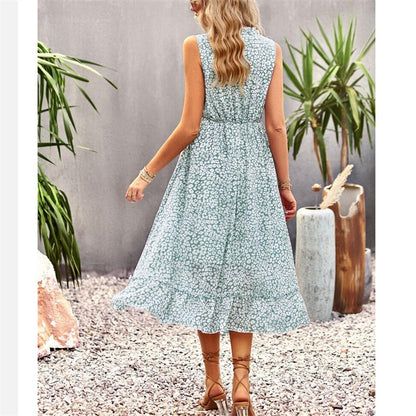 Floral Print V-Neck Sleeveless Maxi Dress in Various Colors
