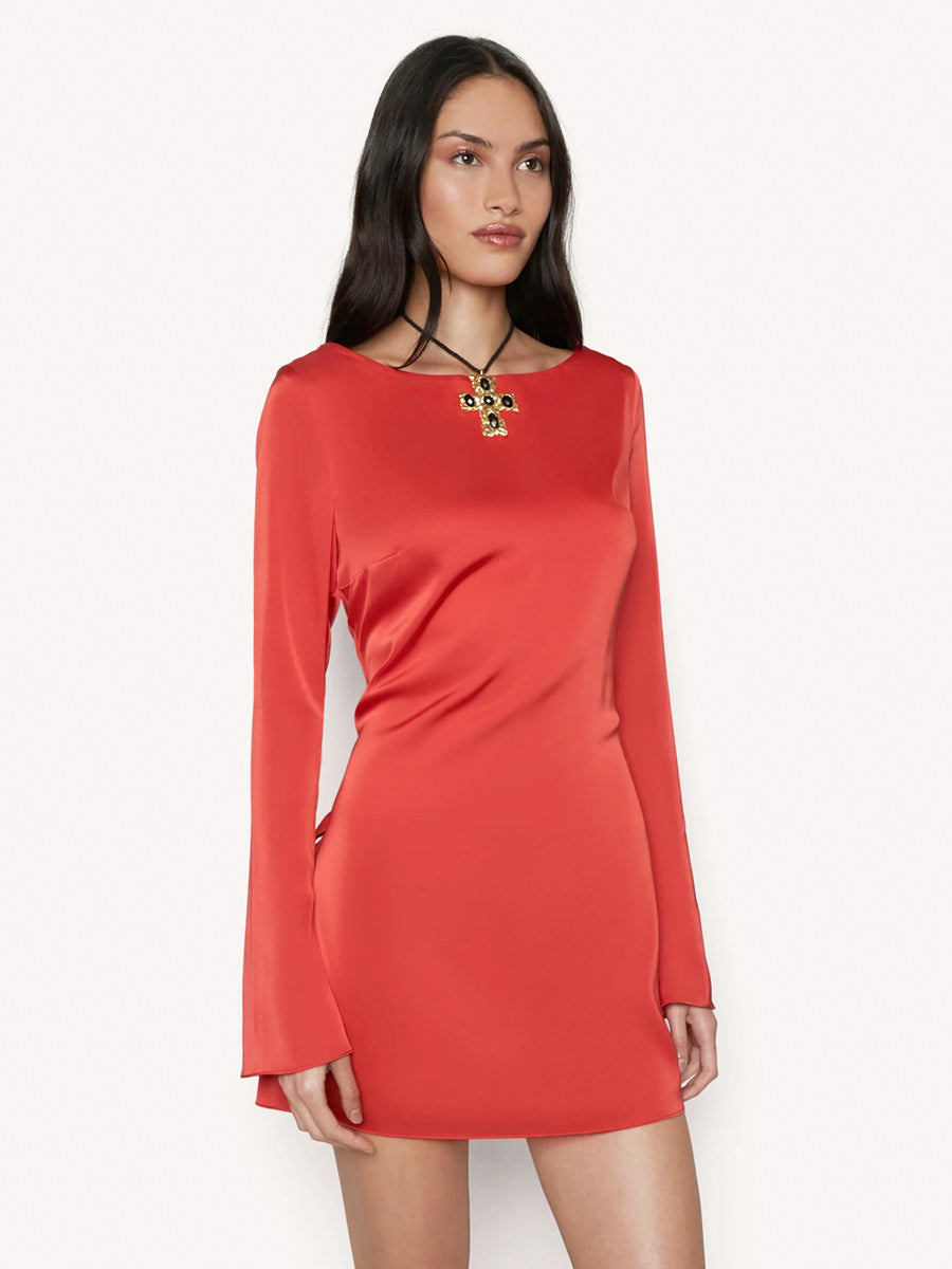 Simple Bodycon Dress Boatneck Open Back Lace Up Party Mini Dresses