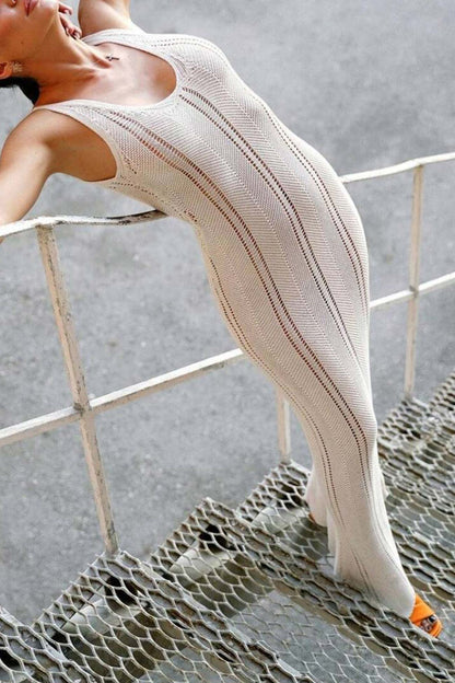 Backless Hollow Out Knit Tank Dress