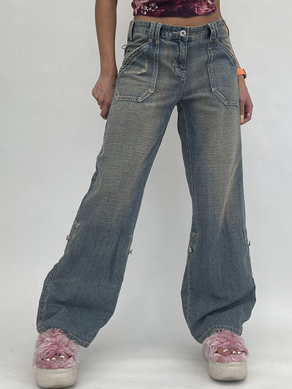DressBetty - High Waist Vintage Oversized Casual Streetwear Harajuku Straight wide Leg Jeans