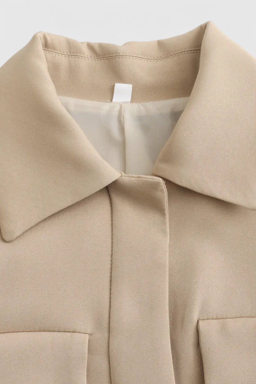 Cropped Utility Jacket | Front Flap Pockets, Turn-Down Collar