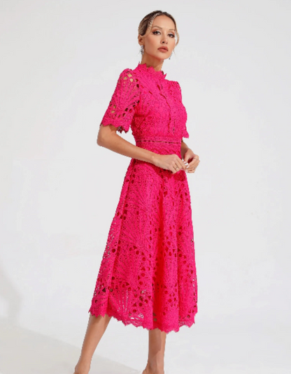 | Intricate lacework midi occasion dress