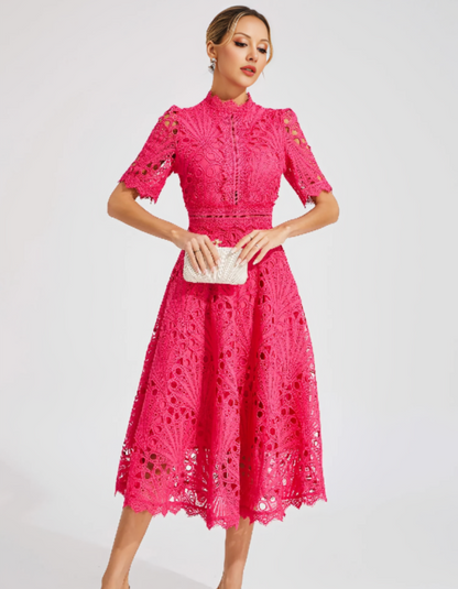 | Intricate lacework midi occasion dress