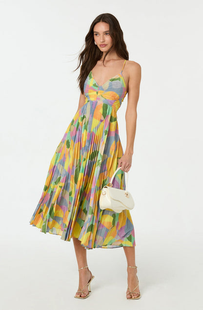 | Multicolour Pleated Midi Dress
