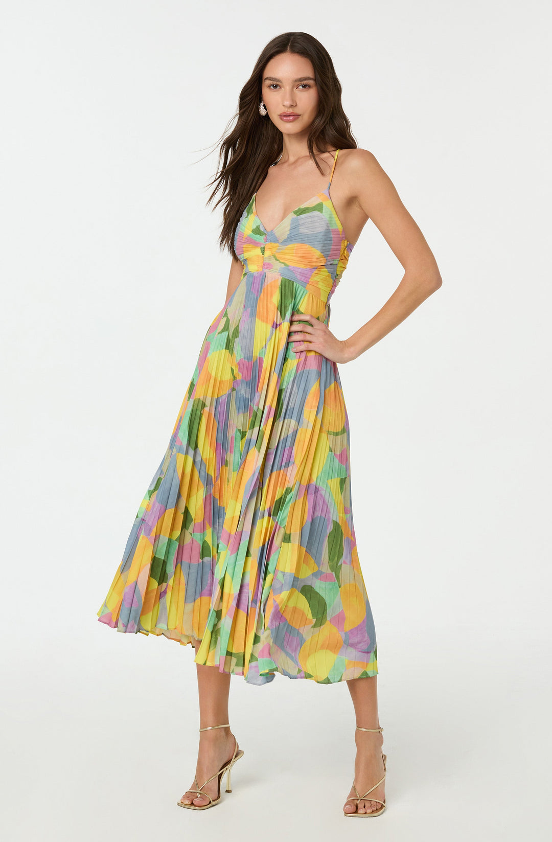 | Multicolour Pleated Midi Dress