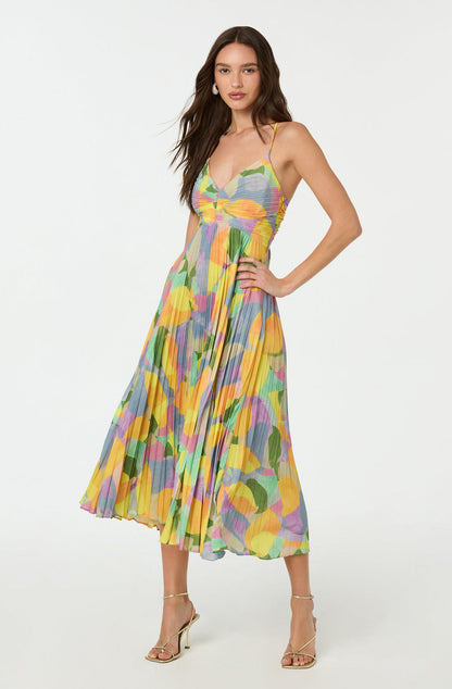 | Multicolour Pleated Midi Dress