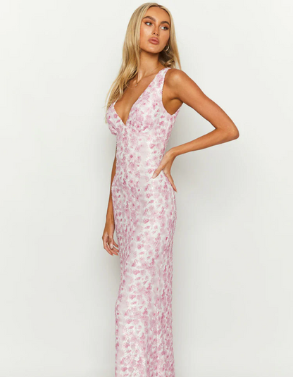 | Floral Sheen Maxi Dress