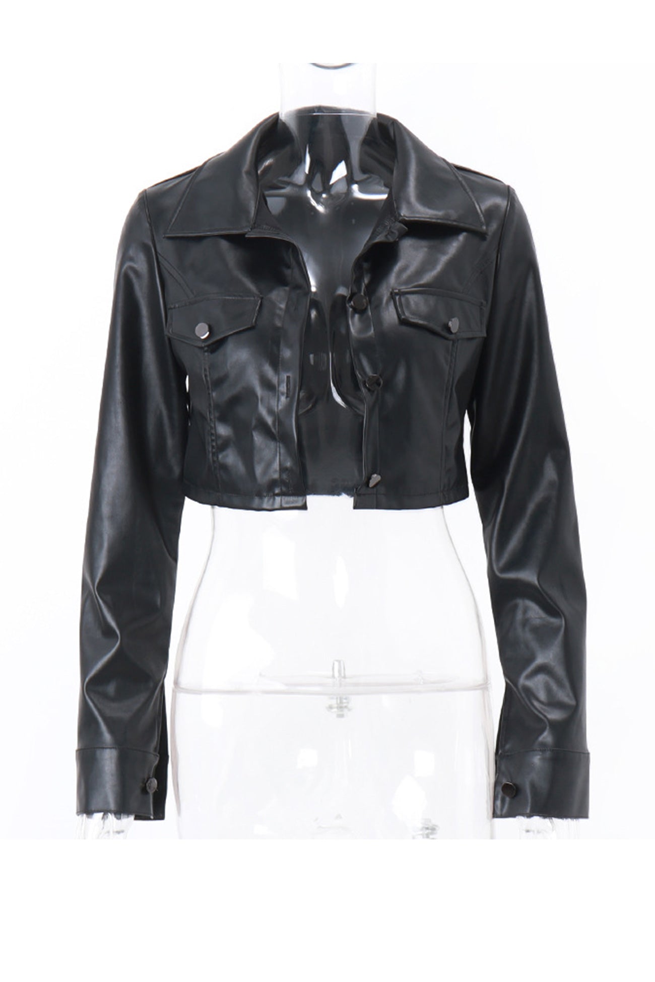 Black Cropped Leather Jacket