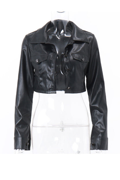 Black Cropped Leather Jacket
