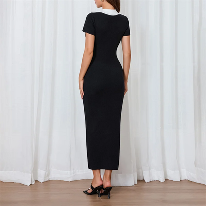 Black Maxi Dress with Short Sleeves