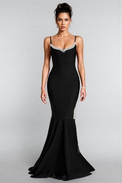Cyrus Black Tassel Fringe Maxi Dress