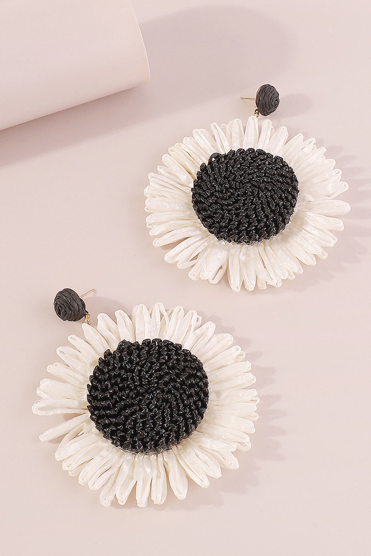 Bohemian Raffia Braided Floral Earrings