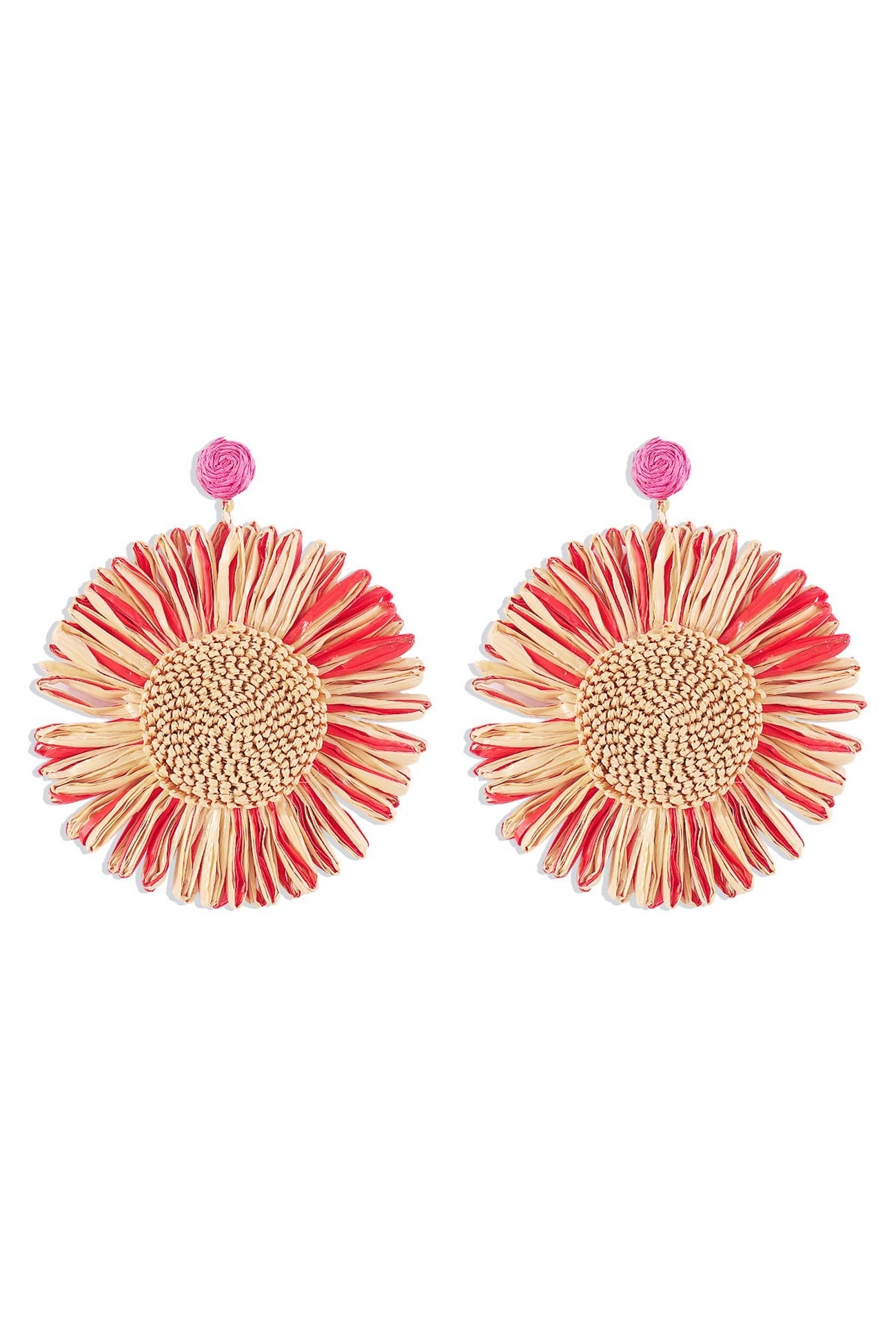 Bohemian Raffia Braided Floral Earrings