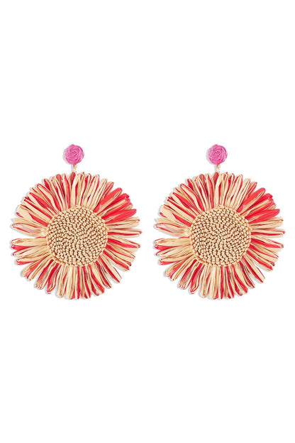 Bohemian Raffia Braided Floral Earrings