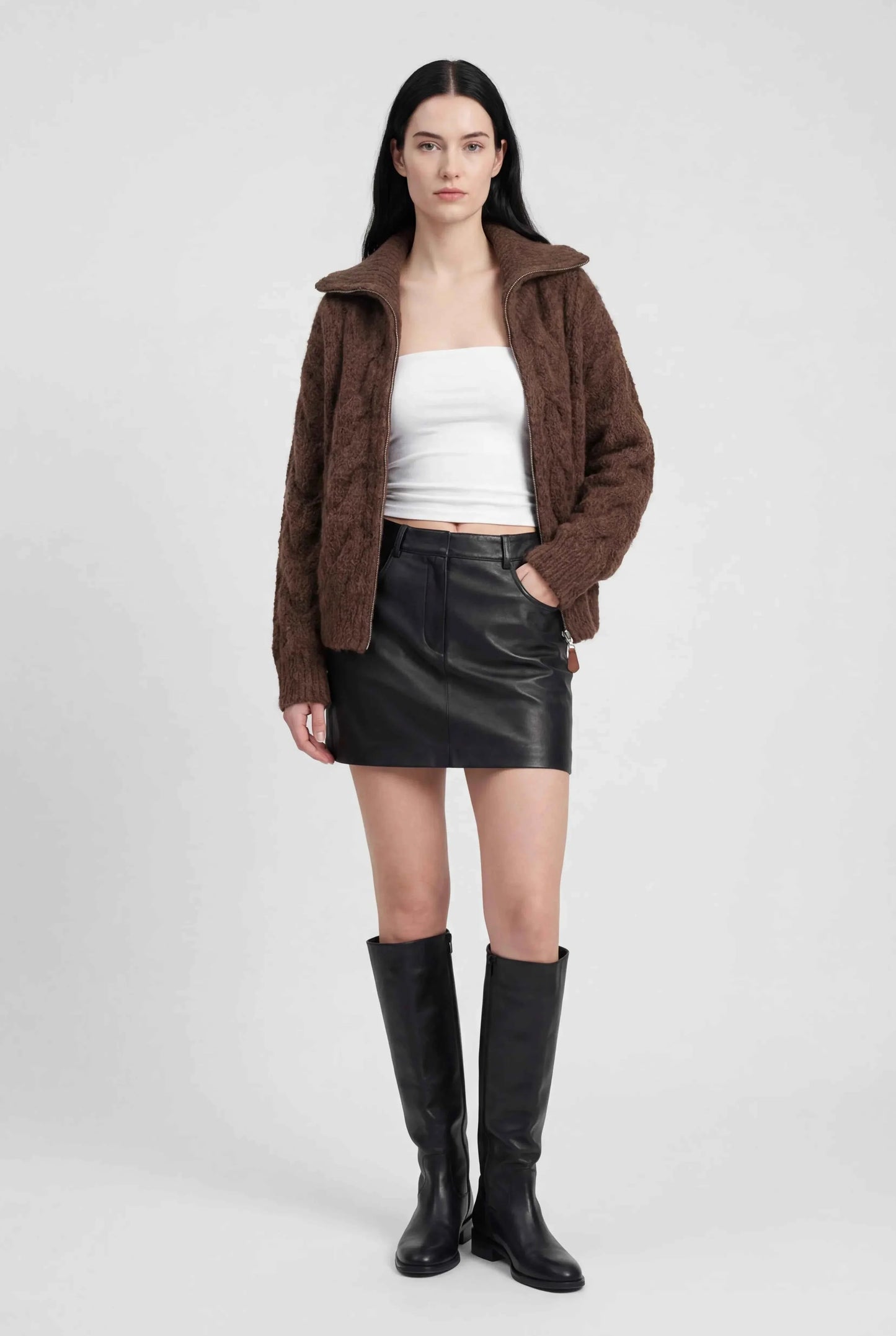 Maison Extra-Heavy Knit Zip Cardigan | Turn-Down Collar | Relaxed Fit