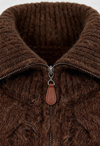 Maison Extra-Heavy Knit Zip Cardigan | Turn-Down Collar | Relaxed Fit