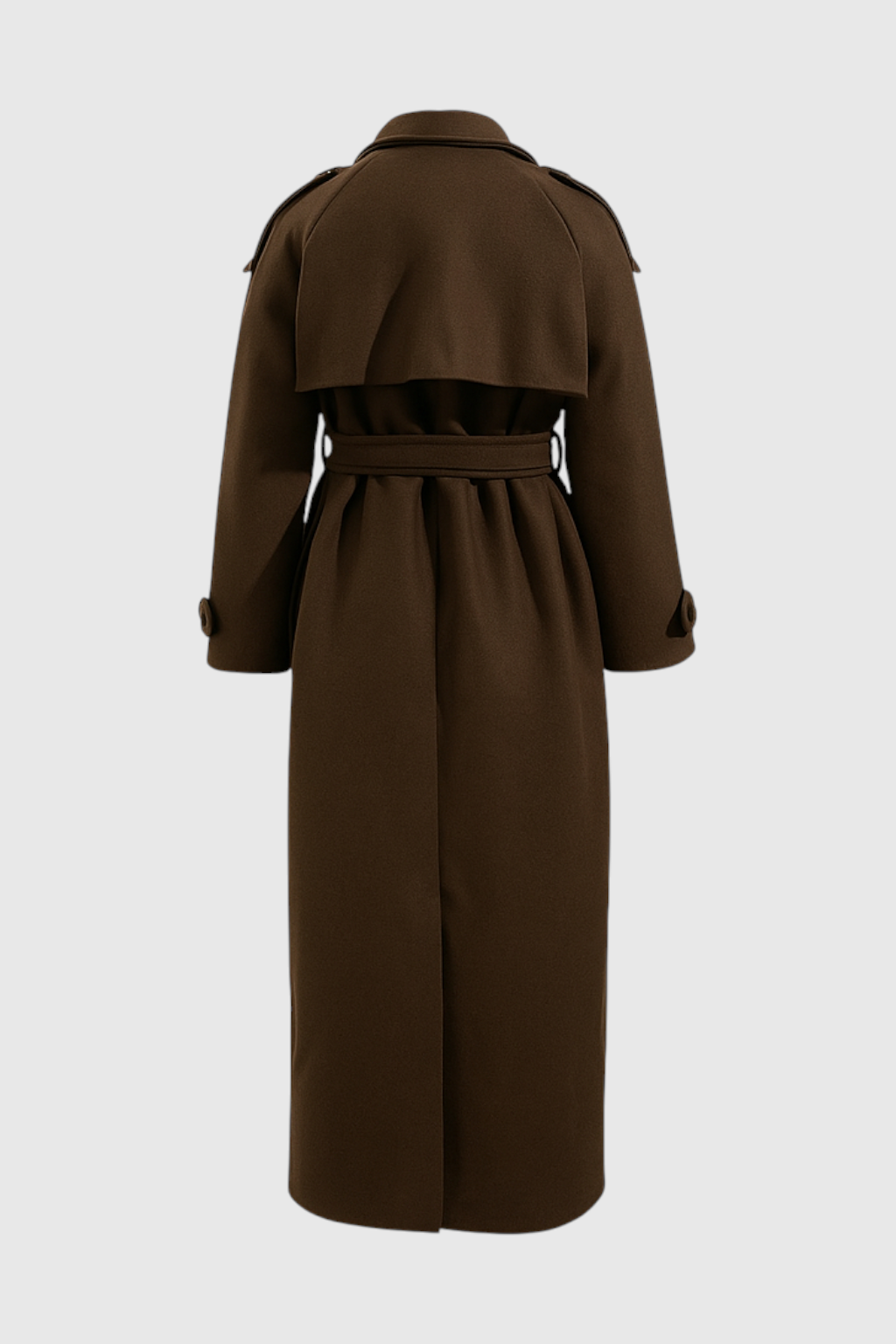 Long Double-Breasted Coat | Belted Waist | Relaxed Fit
