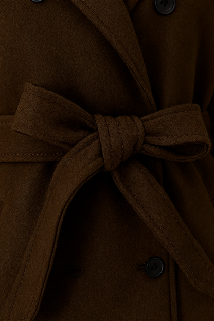 Long Double-Breasted Coat | Belted Waist | Relaxed Fit