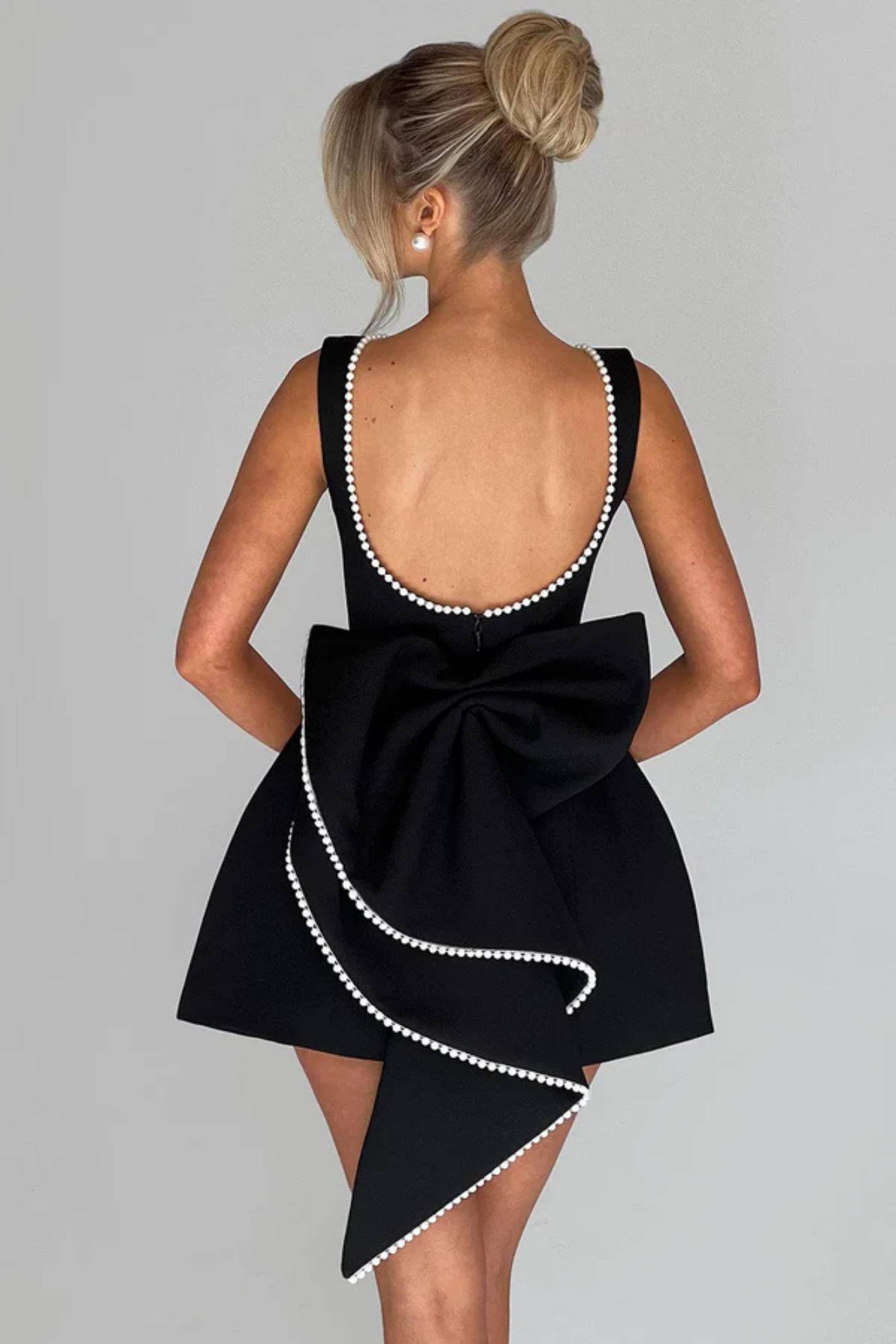 | Pearl Bow Detail Mini Dress