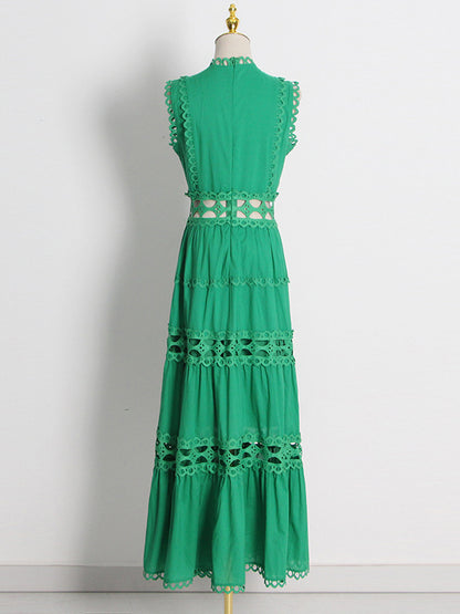 A-Line Dress Cutout Surplice Neck Sleeveless Summer Casual Midi Dresses